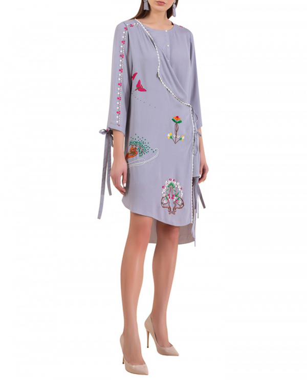 Embroidered Overlap Tunic