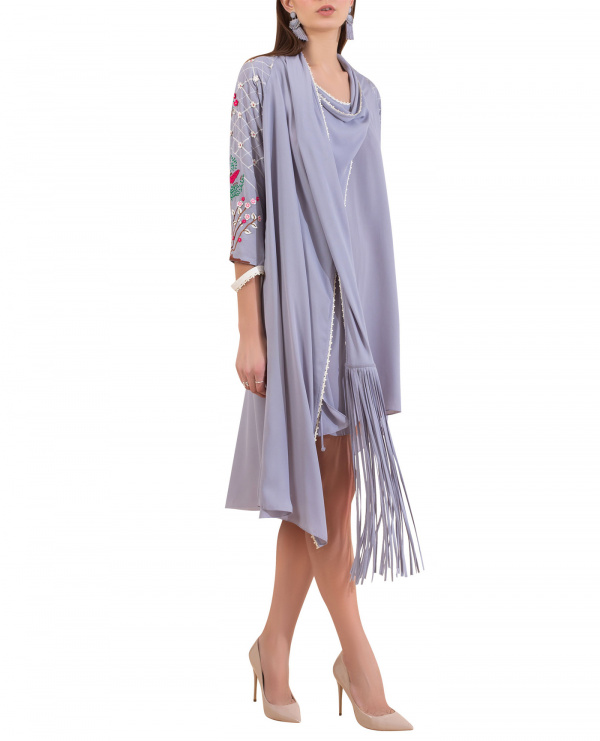 Embroidered Draped Tuni