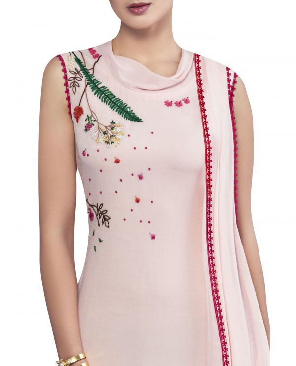 Embroidered Draped Dress