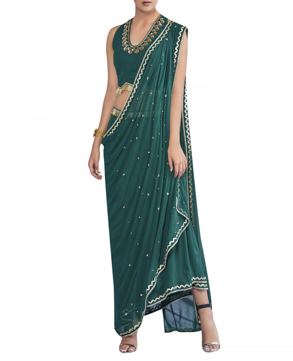 Embroidered Pre-Draped sari