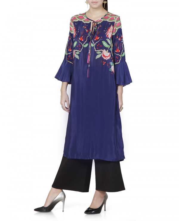 Printed Tunic with Bell Sleeves