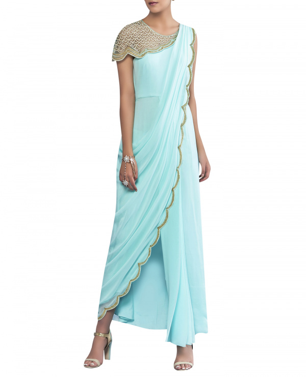 Embroidered Pre-Draped Sari