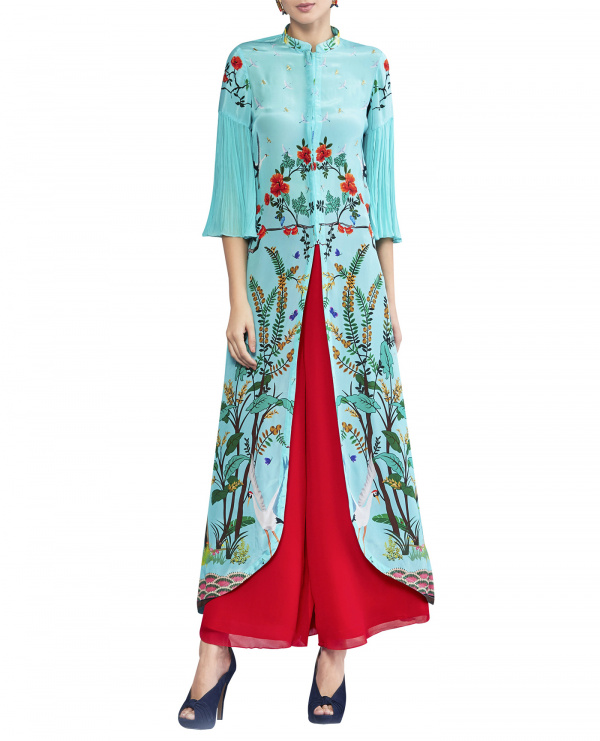 Embroidered Printed Kurta Set