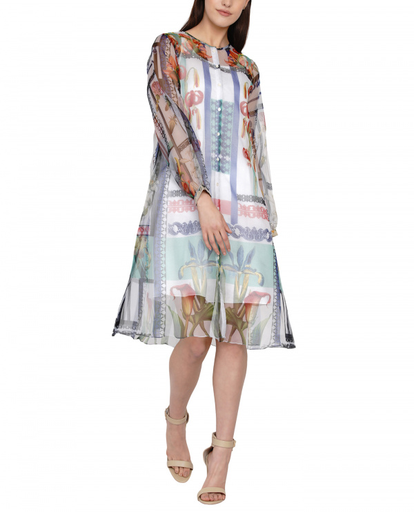 Printed Organza Dress with slip