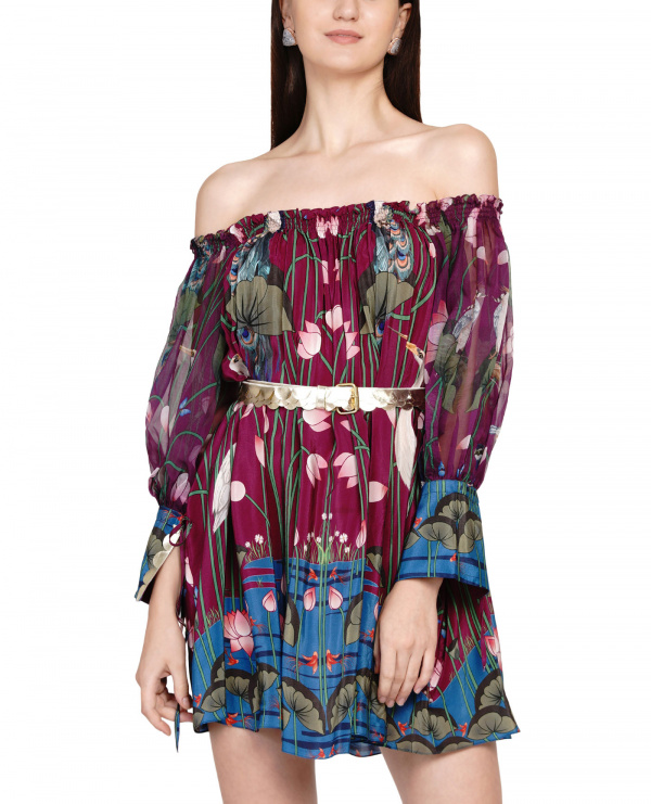 Limerick Embroidered Off Shoulder Dress