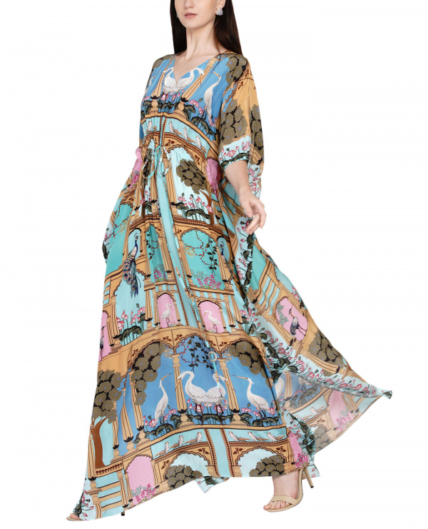 Printed kaftan with slit